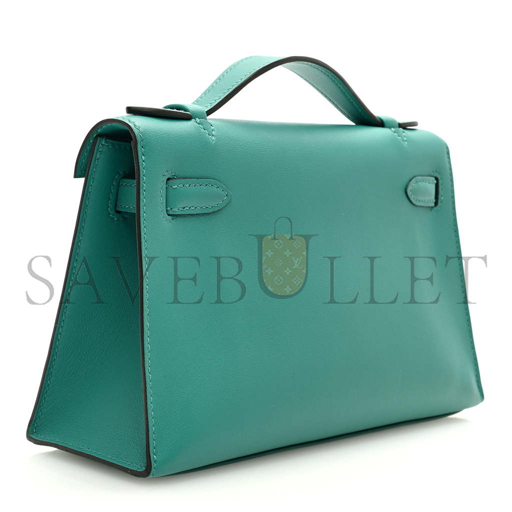 HERMÈS SWIFT KELLY POCHETTE CLUTCH VERT VERONE (22*14*7cm) 